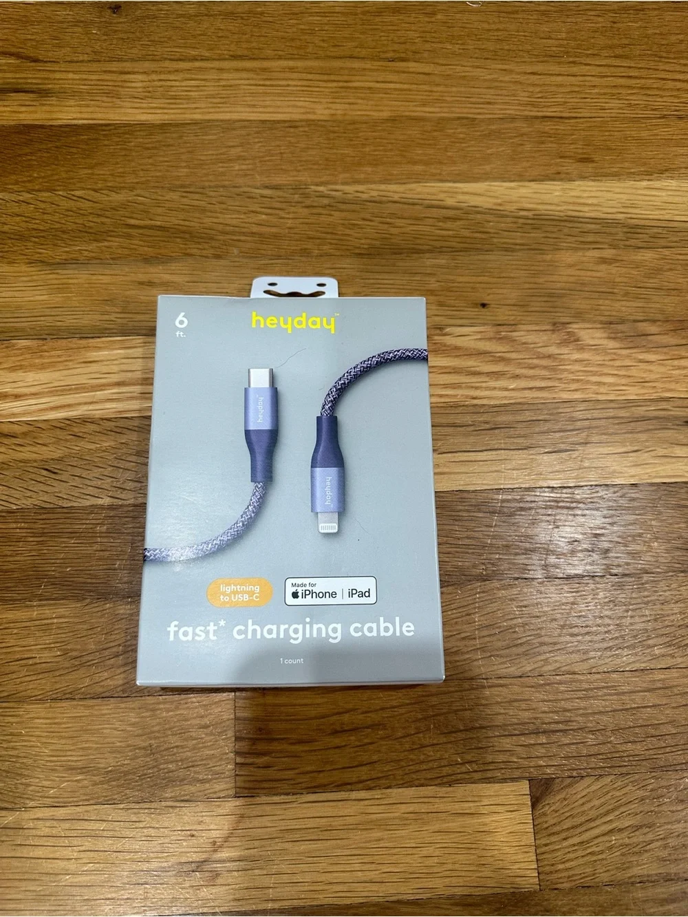 heyday 6ft Braided USB-C to Lightning Cable in Deep Purple